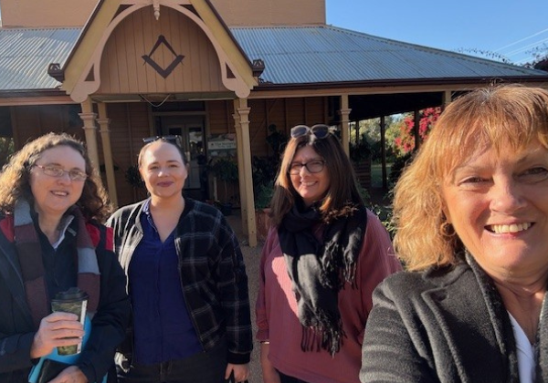 Dr Margaret Kay, Casey McDermott, Amber Scott and Olga Korobko  on the road